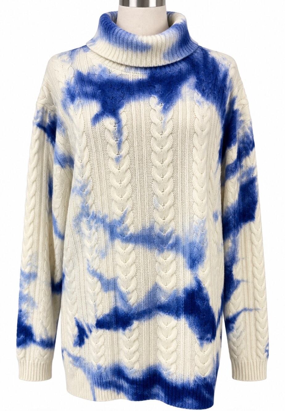 INC International Concepts Wool Blend Chunky Cable Knit Oversized Tie Dye Swe XL